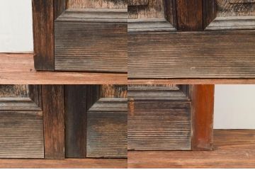 アンティーク建具　昔懐かしい雰囲気を漂わせる玄関戸2枚セット(引き戸、ガラス戸)(R-074216)