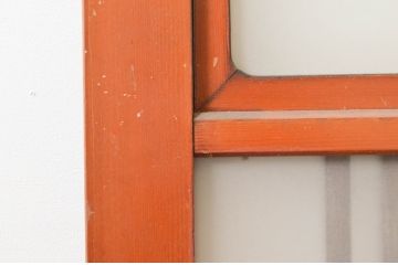 アンティーク建具　昔懐かしい雰囲気を漂わせる玄関戸2枚セット(引き戸、ガラス戸)(R-074216)