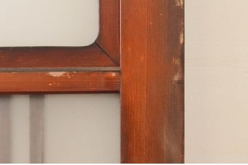 アンティーク建具　昔懐かしい雰囲気を漂わせる玄関戸2枚セット(引き戸、ガラス戸)(R-074216)