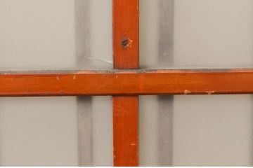 アンティーク建具　昔懐かしい雰囲気を漂わせる玄関戸2枚セット(引き戸、ガラス戸)(R-074216)