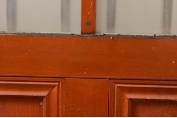 アンティーク建具　昔懐かしい雰囲気を漂わせる玄関戸2枚セット(引き戸、ガラス戸)(R-074216)