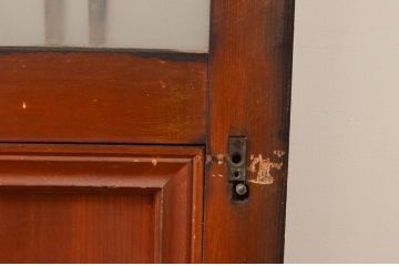 アンティーク建具　昔懐かしい雰囲気を漂わせる玄関戸2枚セット(引き戸、ガラス戸)(R-074216)