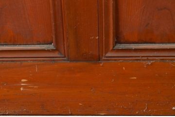 アンティーク建具　昔懐かしい雰囲気を漂わせる玄関戸2枚セット(引き戸、ガラス戸)(R-074216)