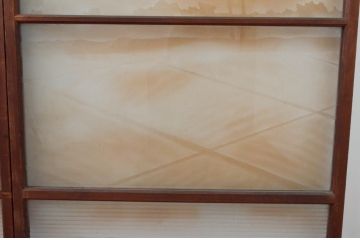 アンティーク建具　珍品!!　希少!!　富士のガラス絵が風情あるガラス戸4枚セット(引き戸)(R-074217)