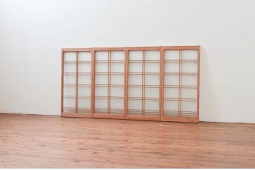 アンティーク建具　シンプルな佇まいが落ち着きのある空間を演出する書院戸4枚セット(窓、引き戸)(R-074219)