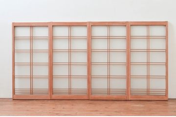 アンティーク建具　シンプルな佇まいが落ち着きのある空間を演出する書院戸4枚セット(窓、引き戸)(R-074219)