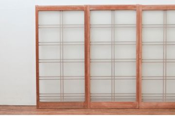 アンティーク建具　シンプルな佇まいが落ち着きのある空間を演出する書院戸4枚セット(窓、引き戸)(R-074219)