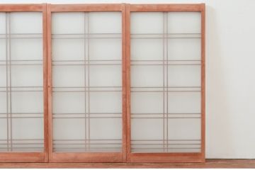 アンティーク建具　シンプルな佇まいが落ち着きのある空間を演出する書院戸4枚セット(窓、引き戸)(R-074219)