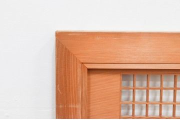 アンティーク建具　近江八景の彫刻が目を惹く組子欄間2枚セット(明り取り、明かり取り)(R-074220)
