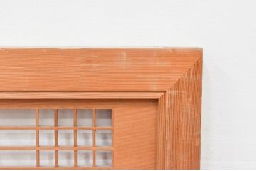 アンティーク建具　近江八景の彫刻が目を惹く組子欄間2枚セット(明り取り、明かり取り)(R-074220)