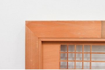 アンティーク建具　近江八景の彫刻が目を惹く組子欄間2枚セット(明り取り、明かり取り)(R-074220)