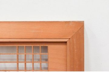 アンティーク建具　近江八景の彫刻が目を惹く組子欄間2枚セット(明り取り、明かり取り)(R-074220)