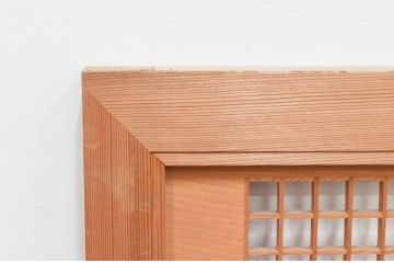 アンティーク建具　近江八景の彫刻が目を惹く組子欄間2枚セット(明り取り、明かり取り)(R-074220)