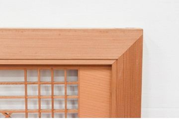 アンティーク建具　近江八景の彫刻が目を惹く組子欄間2枚セット(明り取り、明かり取り)(R-074220)