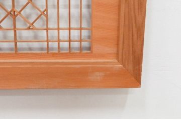 アンティーク建具　近江八景の彫刻が目を惹く組子欄間2枚セット(明り取り、明かり取り)(R-074220)