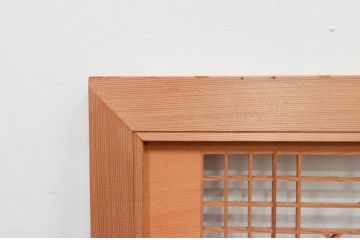 アンティーク建具　近江八景の彫刻が目を惹く組子欄間2枚セット(明り取り、明かり取り)(R-074220)