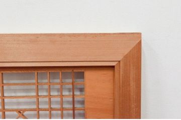 アンティーク建具　近江八景の彫刻が目を惹く組子欄間2枚セット(明り取り、明かり取り)(R-074220)