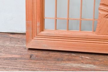 ビンテージ建具　片面ガラス　竹の彫刻が情緒あふれる欄間1枚(明り取り、明かり取り、ヴィンテージ)(R-074222)
