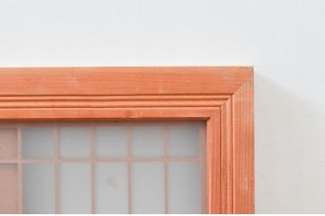 ビンテージ建具　片面ガラス　竹の彫刻が情緒あふれる欄間1枚(明り取り、明かり取り、ヴィンテージ)(R-074222)