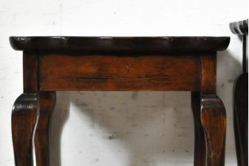 イギリスアンティーク　Lloyd's Antiques(ロイズ・アンティークス)取り扱い　天板のパーケットリーと曲線を描くデザインがお洒落なネストテーブル(サイドテーブル、コーヒーテーブル、カフェテーブル、ローテーブル、英国)(R-074231)