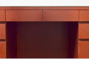 中古　オーダー家具　重厚な佇まいが魅力的な両袖デスク(机、ワークデスク、在宅用、在宅ワーク用)(定価約70万円)(R-074238)