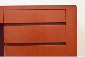 中古　オーダー家具　重厚な佇まいが魅力的な両袖デスク(机、ワークデスク、在宅用、在宅ワーク用)(定価約70万円)(R-074238)