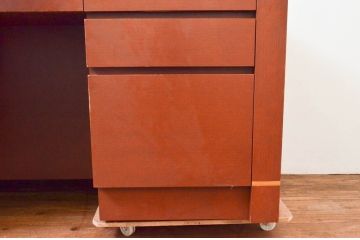 中古　オーダー家具　重厚な佇まいが魅力的な両袖デスク(机、ワークデスク、在宅用、在宅ワーク用)(定価約70万円)(R-074238)