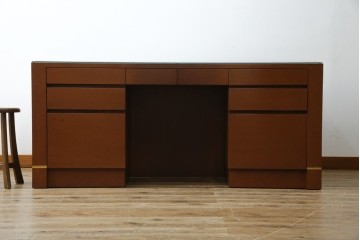 中古　オーダー家具　重厚な佇まいが魅力的な両袖デスク　定価約70万円相当　(R-074238)