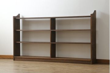 和製アンティーク　シンプルなデザインがお部屋に取り入れやすい横長本棚(ブックシェルフ、オープンシェルフ、オープンラック、飾り棚、陳列棚、店舗什器)(R-074239)