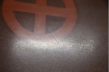 和製ビンテージ　特大　高級品!!　丸に十文字家紋の丸型漆塗り座卓(ちゃぶ台、ローテーブル、センターテーブル、リビングテーブル、ラウンドテーブル、丸テーブル、ヴィンテージ)(定価約90万円)(R-074241)