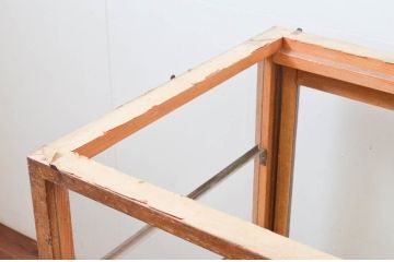 和製ビンテージ　ナラ(楢)材　シンプルなデザインが取り入れやすい木枠のガラスケース(Gケース、カウンターショーケース、ディスプレイケース、コレクションケース、キャビネット、飾り棚、陳列棚、店舗什器、ヴィンテージ)(R-074245)