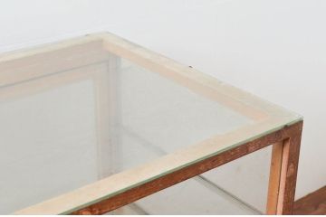 和製ビンテージ　ナラ(楢)材　シンプルなデザインが取り入れやすい木枠のガラスケース(Gケース、カウンターショーケース、ディスプレイケース、コレクションケース、キャビネット、飾り棚、陳列棚、店舗什器、ヴィンテージ)(R-074245)