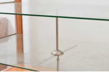 和製ビンテージ　ナラ(楢)材　シンプルなデザインが取り入れやすい木枠のガラスケース(Gケース、カウンターショーケース、ディスプレイケース、コレクションケース、キャビネット、飾り棚、陳列棚、店舗什器、ヴィンテージ)(R-074245)