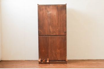 和製アンティーク　結霜ガラス　細部のデザインにこだわりが光る重ね戸棚(水屋箪笥、食器棚、キャビネット、収納棚、戸棚)(R-074253)