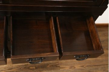 中古　美品!!　広島県　博永家具　松尾博昭作　重厚感ある佇まいが魅力的な五尺水屋箪笥(食器棚、戸棚、収納棚、キャビネット)(R-074263)