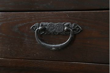中古　美品　広島県　博永家具　松尾博昭作　重厚感ある佇まいが魅力的な五尺水屋箪笥サイドボード(食器棚、戸棚、収納棚、キャビネット)(R-074265)