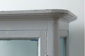 和製アンティーク　レトロな雰囲気溢れる四面ガラスの幅狭ケビントガラスケース(ショーケース、デンタルケース、デンタルキャビネット、陳列棚、飾り棚、収納棚、戸棚、店舗什器)(R-074271)