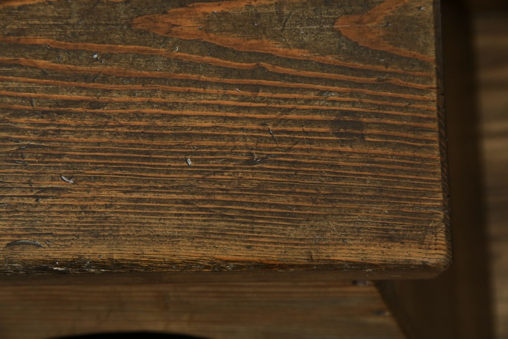 和製アンティーク　松材　古い木が味わい深いシンプルな踏み台　(R-074277)