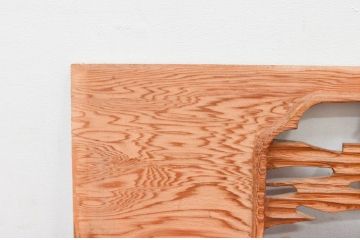 アンティーク建具　近江八景の彫刻が情緒あふれる彫刻欄間2枚セット(明り取り、明かり取り)(R-074278)
