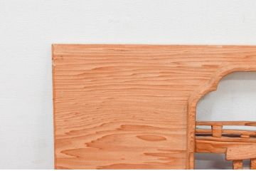 アンティーク建具　近江八景の彫刻が情緒あふれる彫刻欄間2枚セット(明り取り、明かり取り)(R-074278)