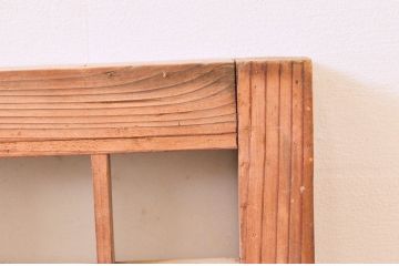 アンティーク建具　マス目(升目)格子が和モダンな雰囲気を高めるガラス欄間2枚セット(きつね格子、狐格子、明り取り、明かり取り)(R-074279)