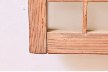 アンティーク建具　マス目(升目)格子が和モダンな雰囲気を高めるガラス欄間2枚セット(きつね格子、狐格子、明り取り、明かり取り)(R-074279)