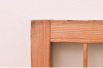 アンティーク建具　マス目(升目)格子が和モダンな雰囲気を高めるガラス欄間2枚セット(きつね格子、狐格子、明り取り、明かり取り)(R-074279)