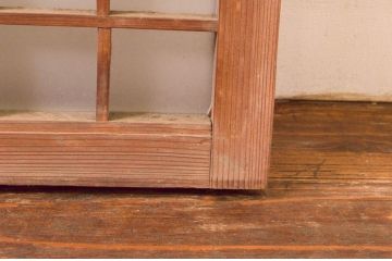 アンティーク建具　マス目(升目)格子が和モダンな雰囲気を高めるガラス欄間2枚セット(きつね格子、狐格子、明り取り、明かり取り)(R-074279)