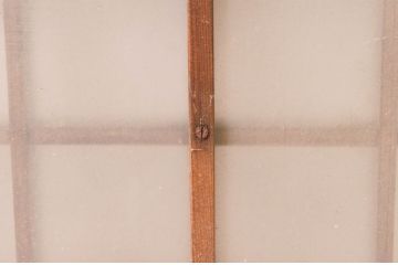 アンティーク建具　マス目(升目)格子が和モダンな雰囲気を高めるガラス欄間2枚セット(きつね格子、狐格子、明り取り、明かり取り)(R-074279)