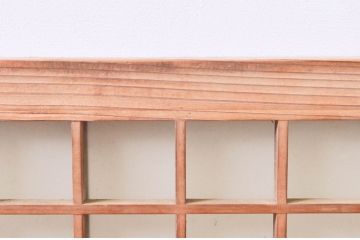 アンティーク建具　マス目(升目)格子が和モダンな雰囲気を高めるガラス欄間2枚セット(きつね格子、狐格子、明り取り、明かり取り)(R-074280)