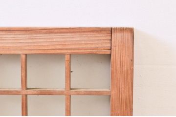 アンティーク建具　マス目(升目)格子が和モダンな雰囲気を高めるガラス欄間2枚セット(きつね格子、狐格子、明り取り、明かり取り)(R-074280)