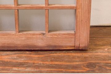 アンティーク建具　マス目(升目)格子が和モダンな雰囲気を高めるガラス欄間2枚セット(きつね格子、狐格子、明り取り、明かり取り)(R-074280)