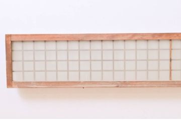 アンティーク建具　マス目(升目)格子が和モダンな雰囲気を高めるガラス欄間2枚セット(きつね格子、狐格子、明り取り、明かり取り)(R-074280)