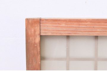 アンティーク建具　マス目(升目)格子が和モダンな雰囲気を高めるガラス欄間2枚セット(きつね格子、狐格子、明り取り、明かり取り)(R-074280)